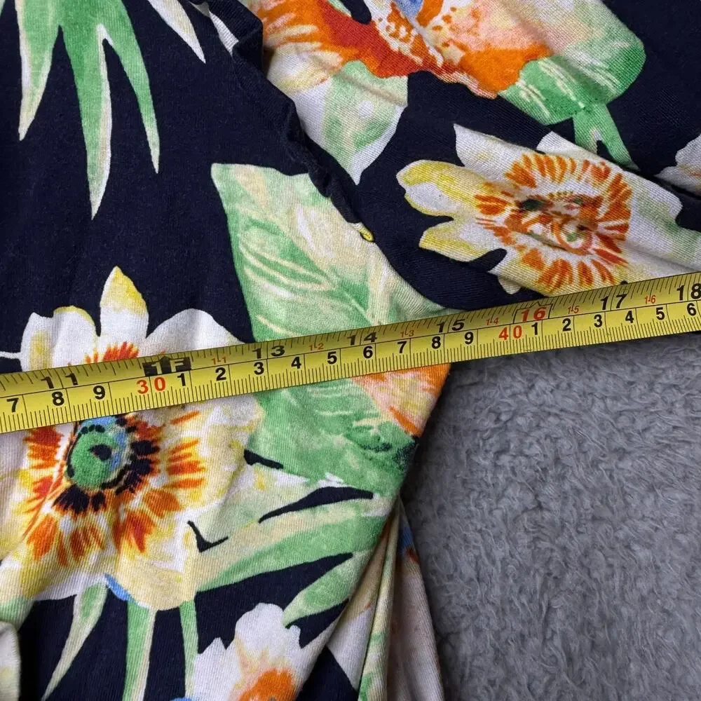 Ralph Lauren Blouse Women's Large Blue Floral Ruffle Sleeve Top - Picture 8 of 10